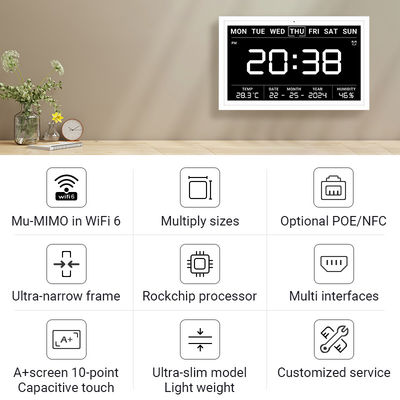 Ultra-Slim Touch Screen Tablet Smart Home Timing Tablet WiFi 6 com Mu-MIMO para exibição de calendário