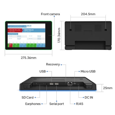 Tablet Android de 10,1 polegadas para sala de reuniões com barra de luz LED para montagem na parede