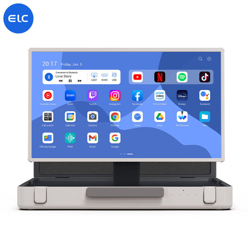 ELC PackGO Portátil de 27 polegadas Design de carteira tela sensível ao toque Sistema Android Smart TV Screen para acampamento