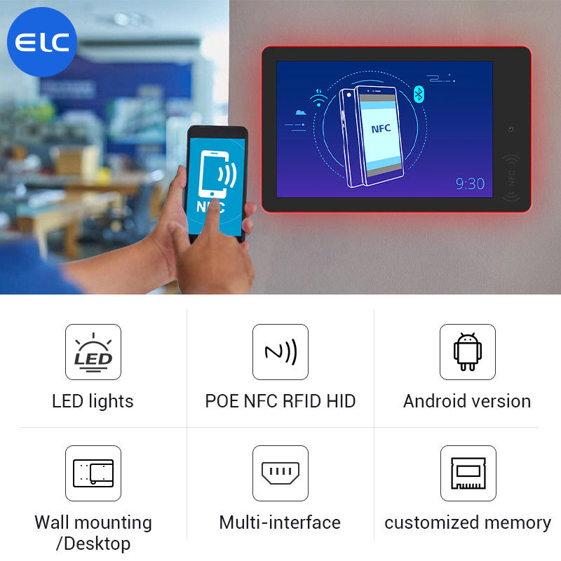 RK3568 Sinalização digital de montagem de parede Android 12 touch screen Indoor POE NFC LED Light For Meeting