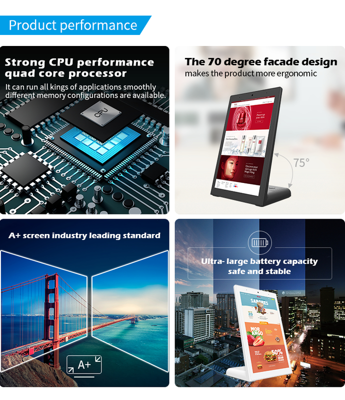 Tela sensível ao toque Android em forma de L de 10,1'' RK3568 Quad core cortex A55 Sinalização digital vertical para tela de menu de restaurantes
