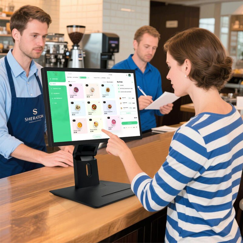 21.5" Android11 Digital Signage Touchscreen com RK3568 2+16GB USB RJ45WiFi Kds Pos Kitchen Display Kds Screen com Base
