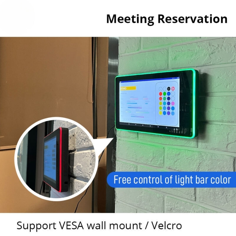 Tablet Android de 10,1 polegadas para sala de reuniões com barra de luz LED para montagem na parede