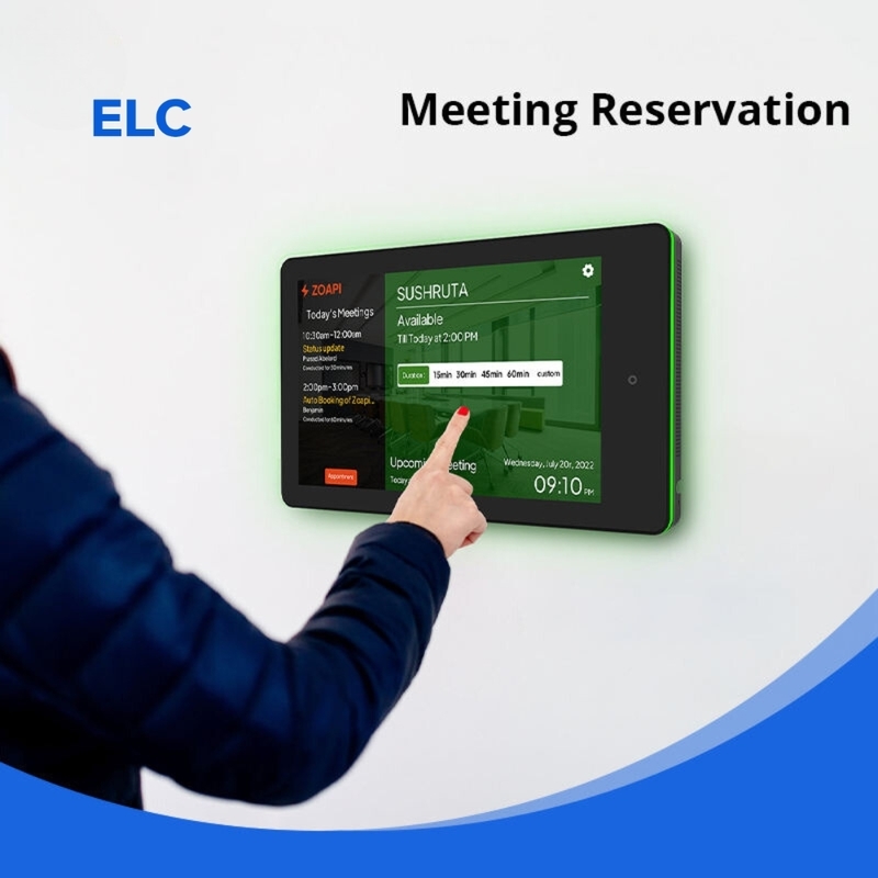 Tablet Android de 10,1 polegadas para sala de reuniões com barra de luz LED para montagem na parede