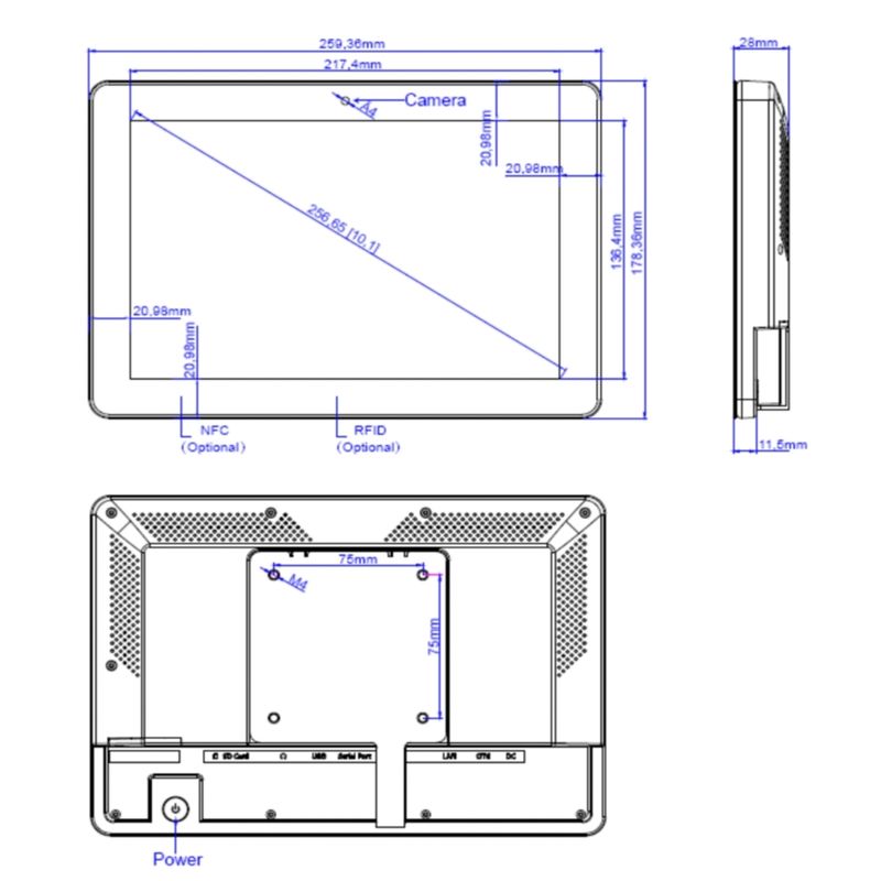 Android 11 Touch Screen Digital Signage Display Tablet com NFC LED Light Bar